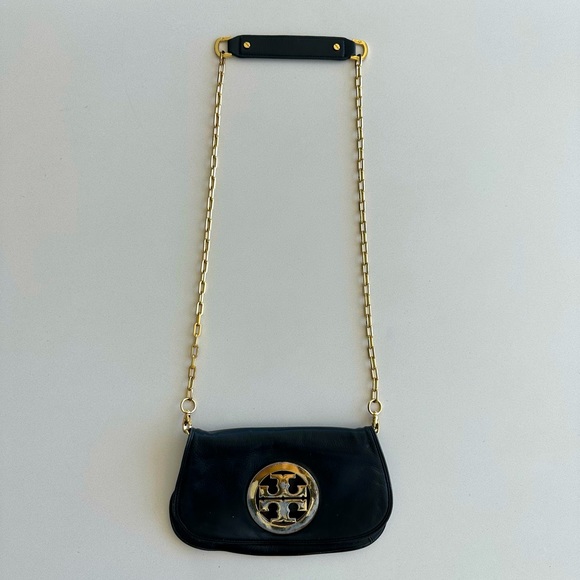 Tory Burch Black Leather Crossbody Bag With Gold Chain - Picture 2 of 10
